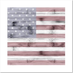 Rustic Red White Blue Wood USA flag Posters and Art